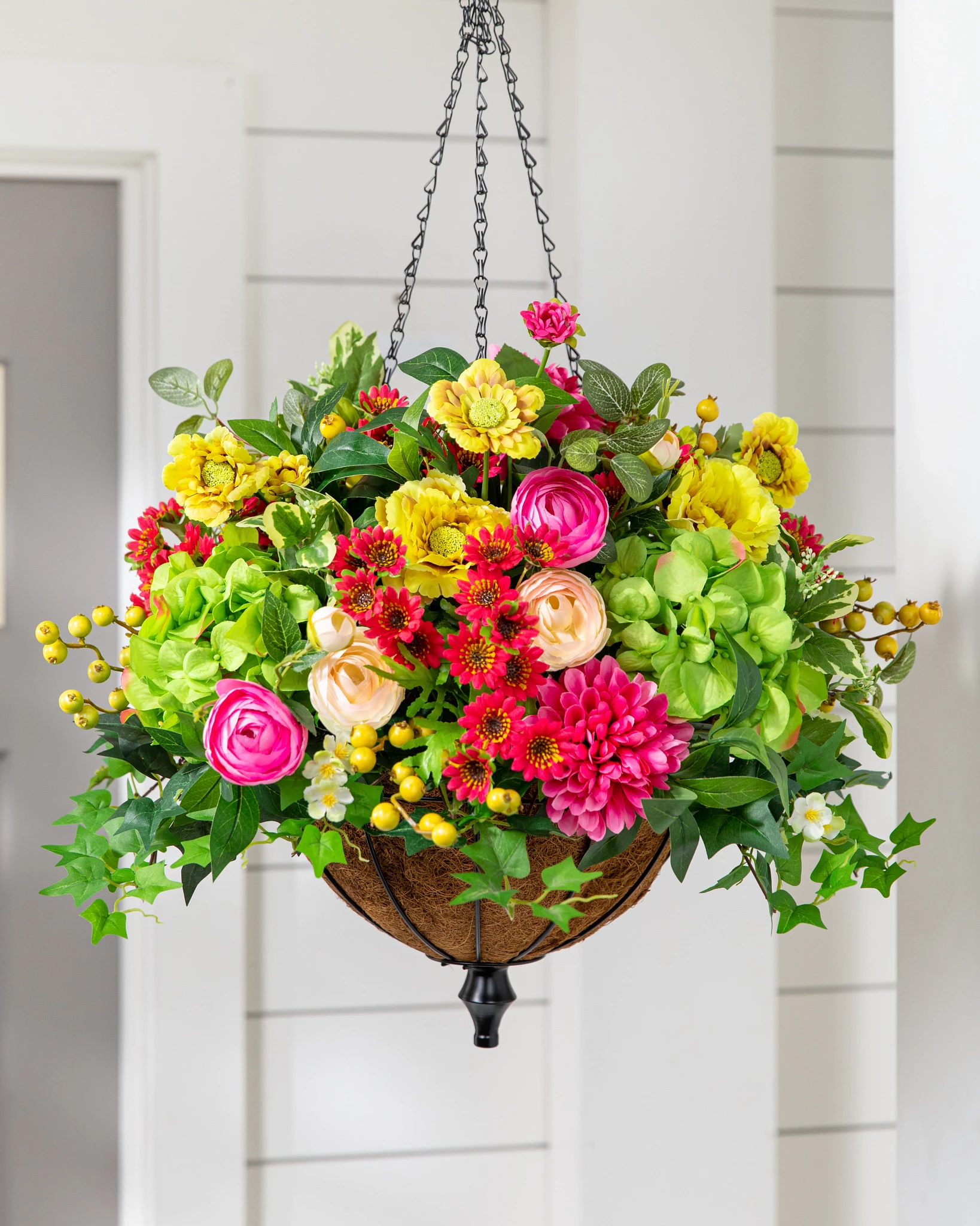 Couronne de fleurs vives pour extérieur