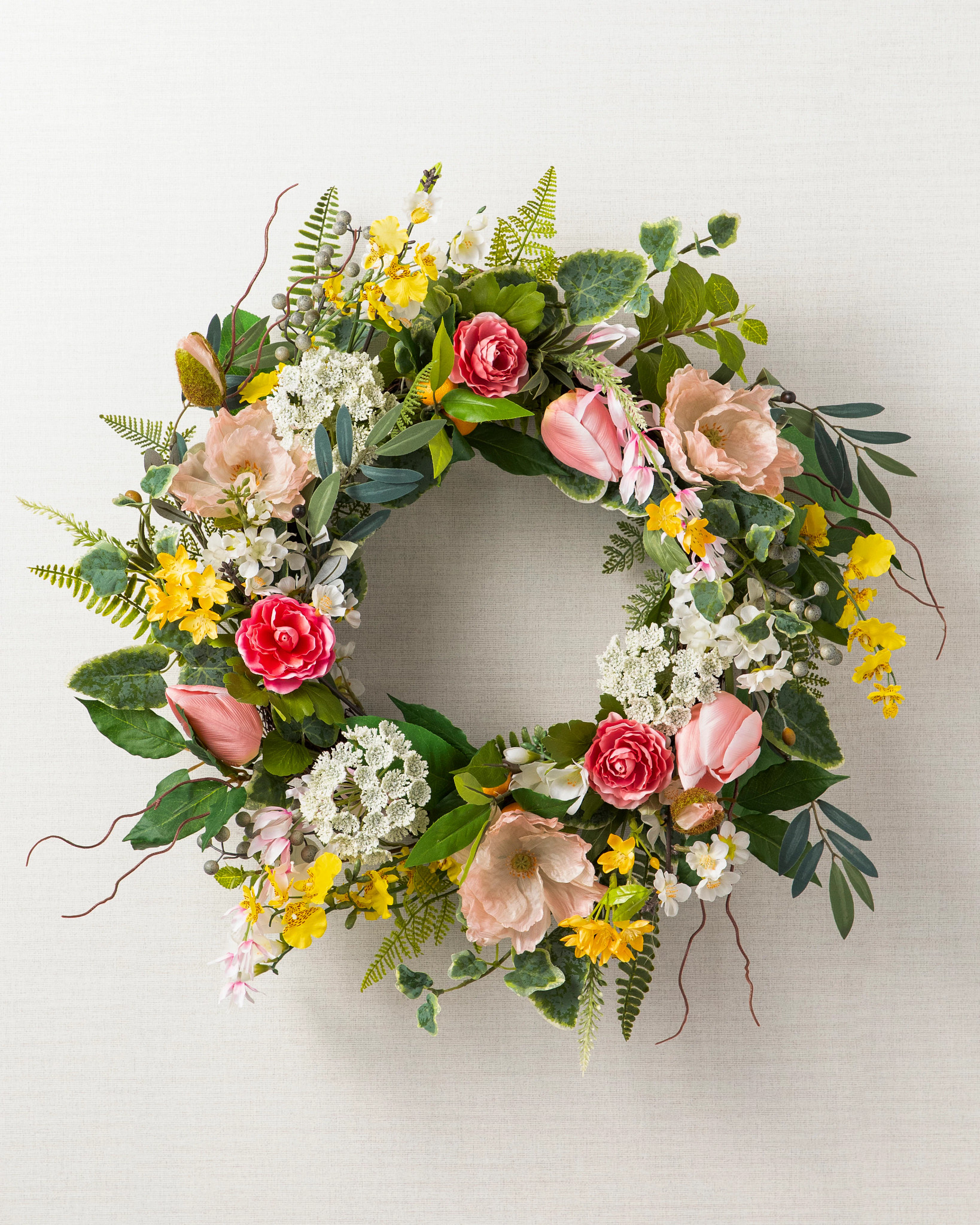Couronne en fleurs printanière