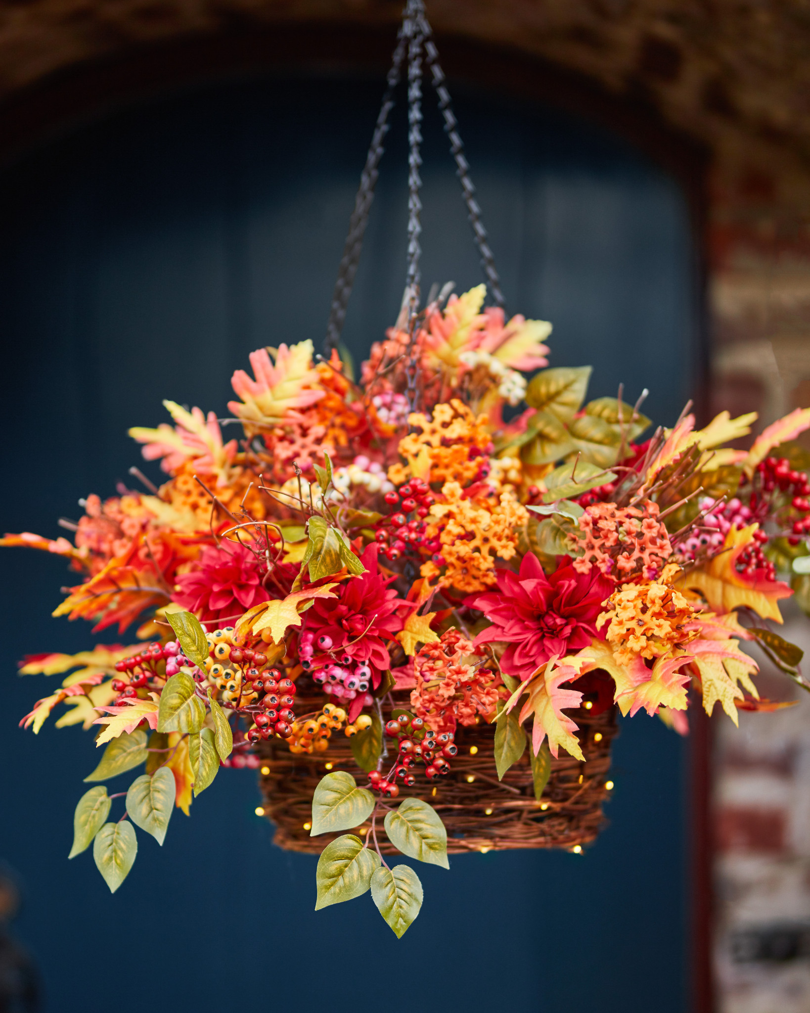 Couronne de fleurs d'automne pour extérieur