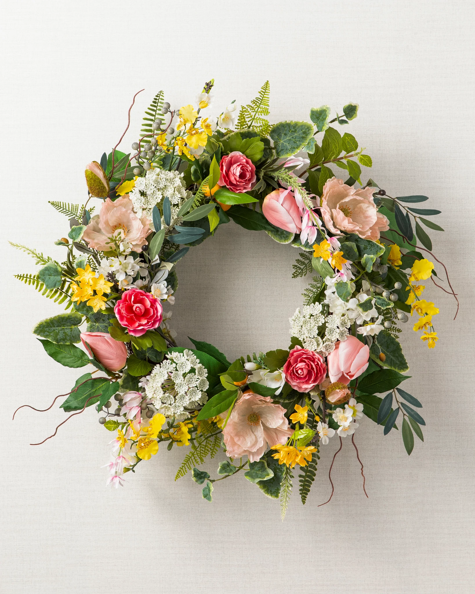 Couronne en fleurs printanière