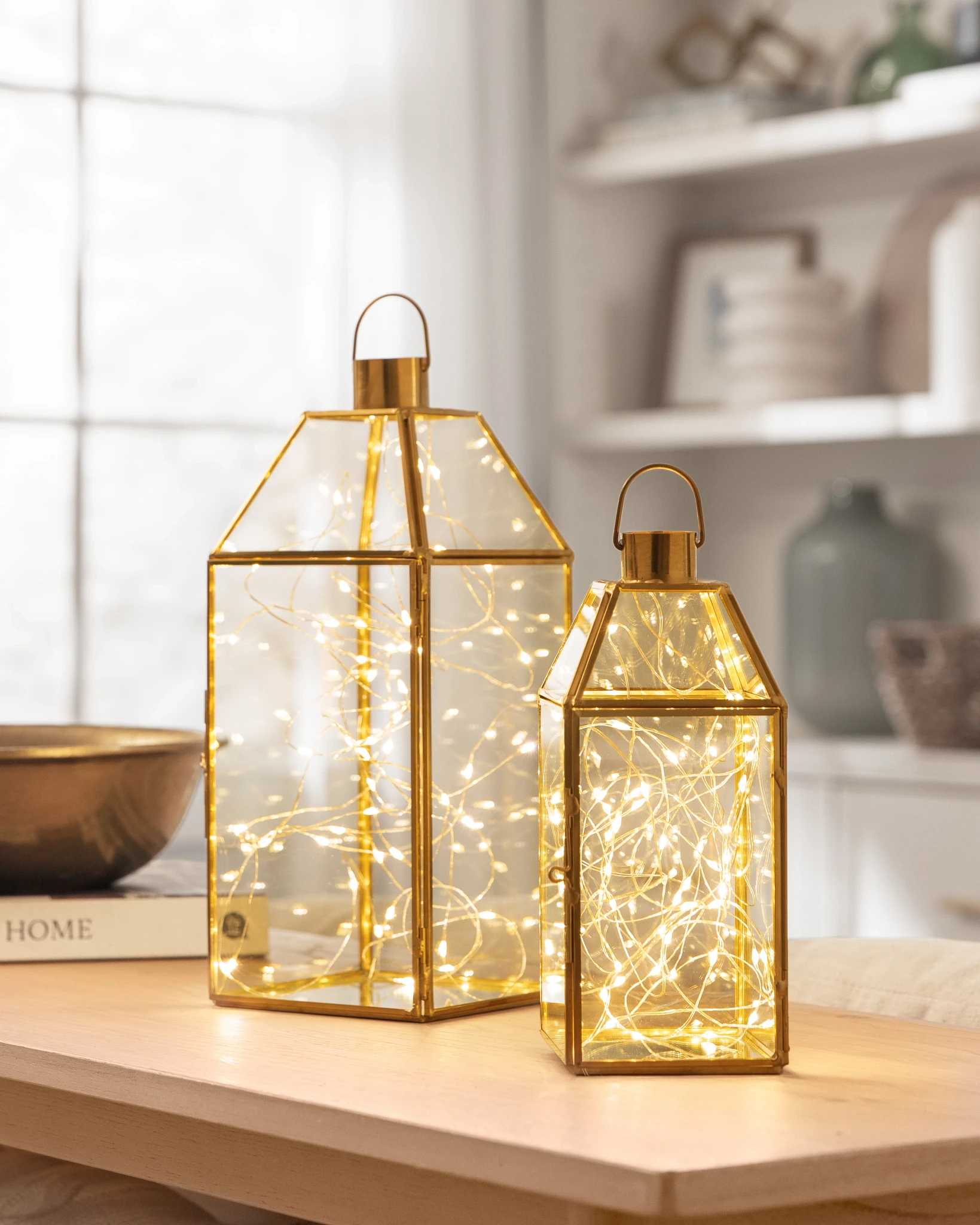 Lanterne lumineuse en laiton - Ensemble de 2