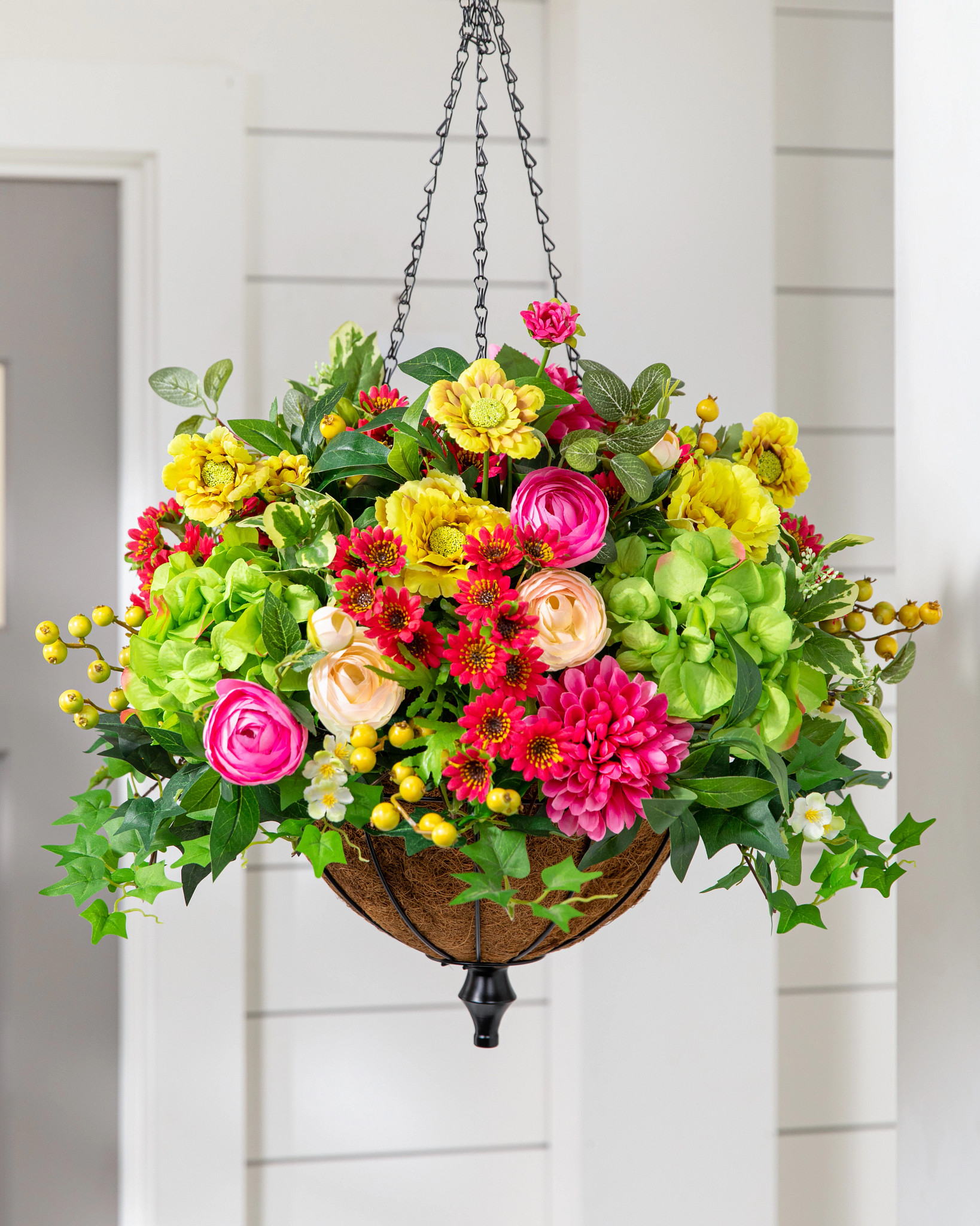 Couronne de fleurs vives pour extérieur